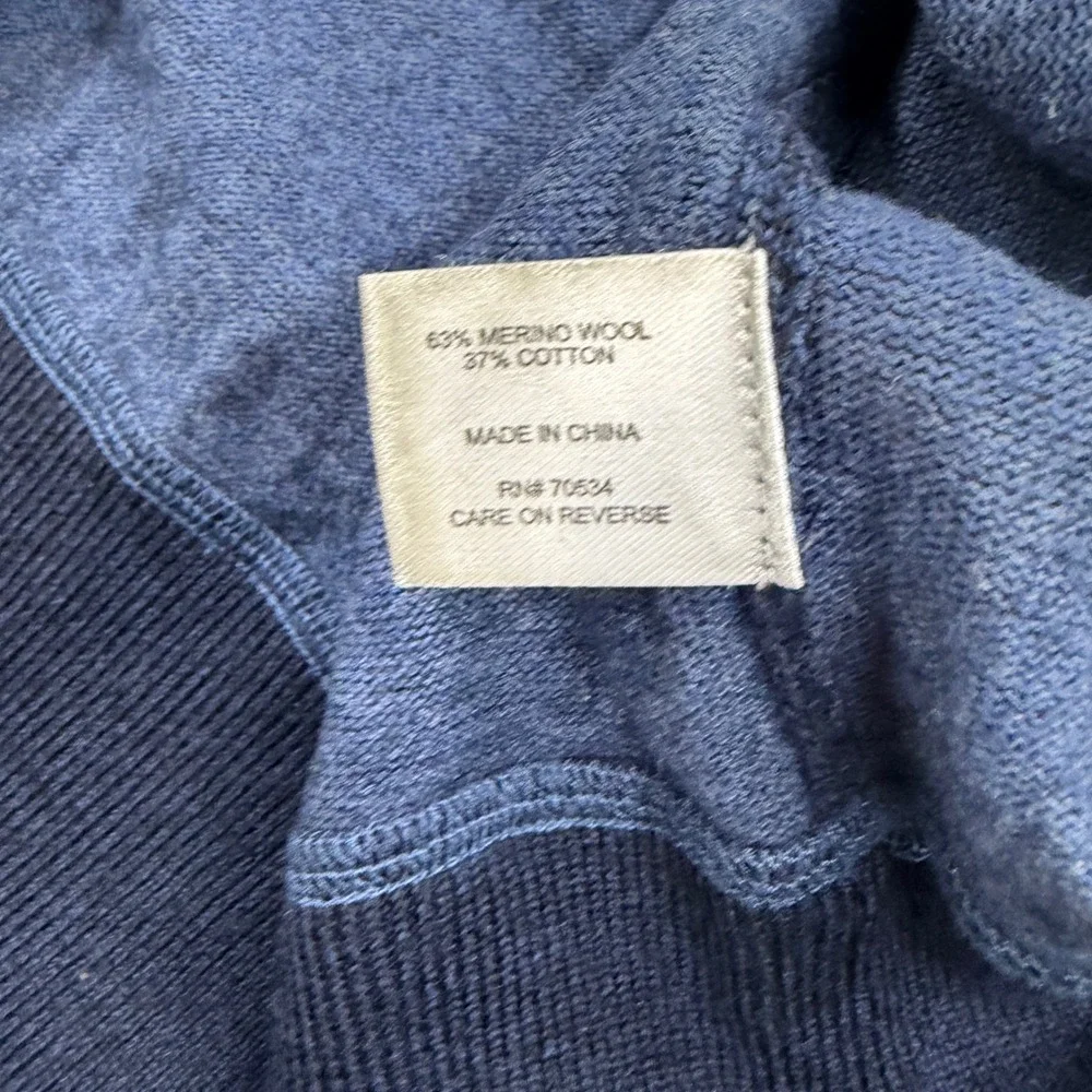 Orvis Mens Merino Wool Cotton Blend‎ Crewneck Sweater Navy Blue Heather Large